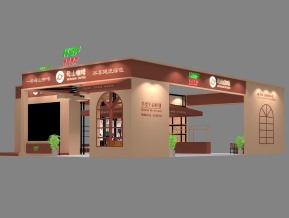 母山咖啡展台展览模型