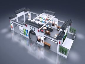 中式风格全福游展会展览设计