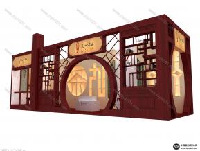 九州茶叶中式展台模型图片